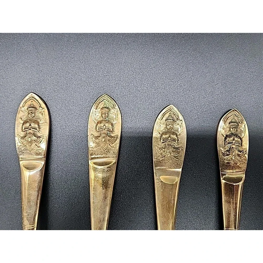 Vtg Thailapidary Buddha 19 Pcs Bronze Goddess Serving Set